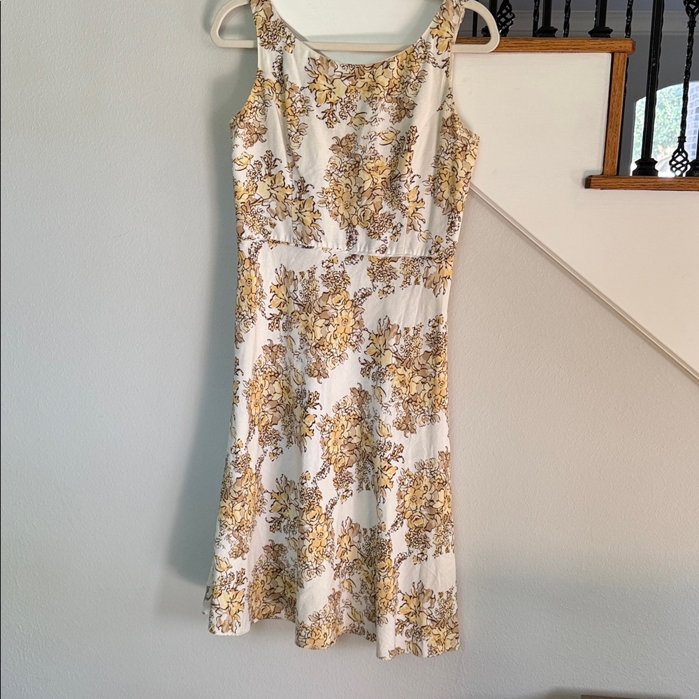 LOFT yellow Midi Sundress Scoop Neck Short Sleeve